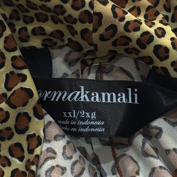 Norma Kamali Leopard Animal Print Side Ruched Midi Dress Jersey Comfort XXL - Picture 9 of 12